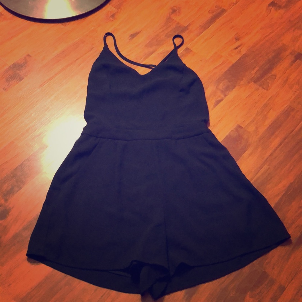 Lush black shorts romper